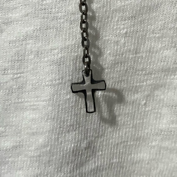 Gunmetal Multi Layer Asymmetrical Cross Necklace - Picture 5 of 6